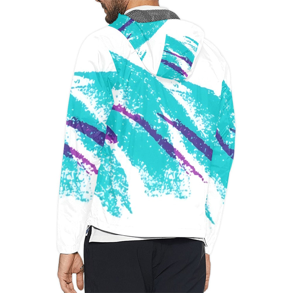 90s Jazz Solo Pattern Unisex Hooded Windbreaker