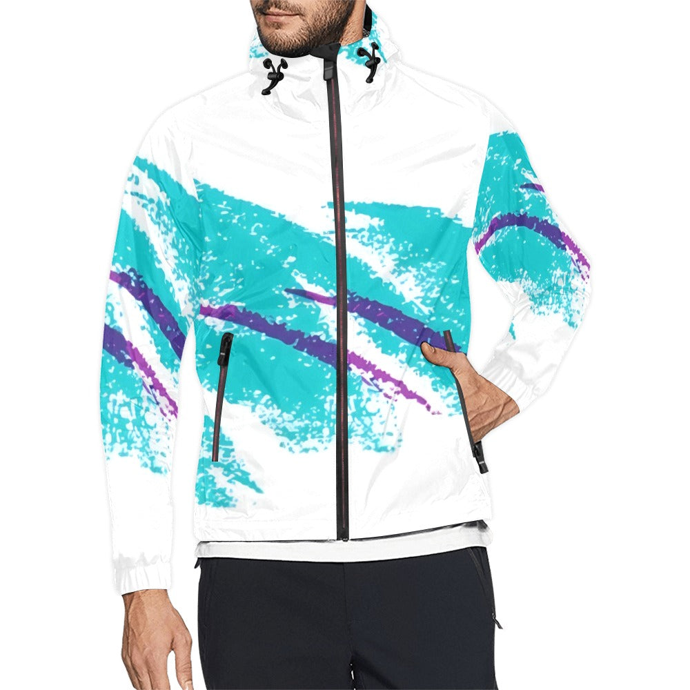 90s Jazz Solo Pattern Unisex Hooded Windbreaker