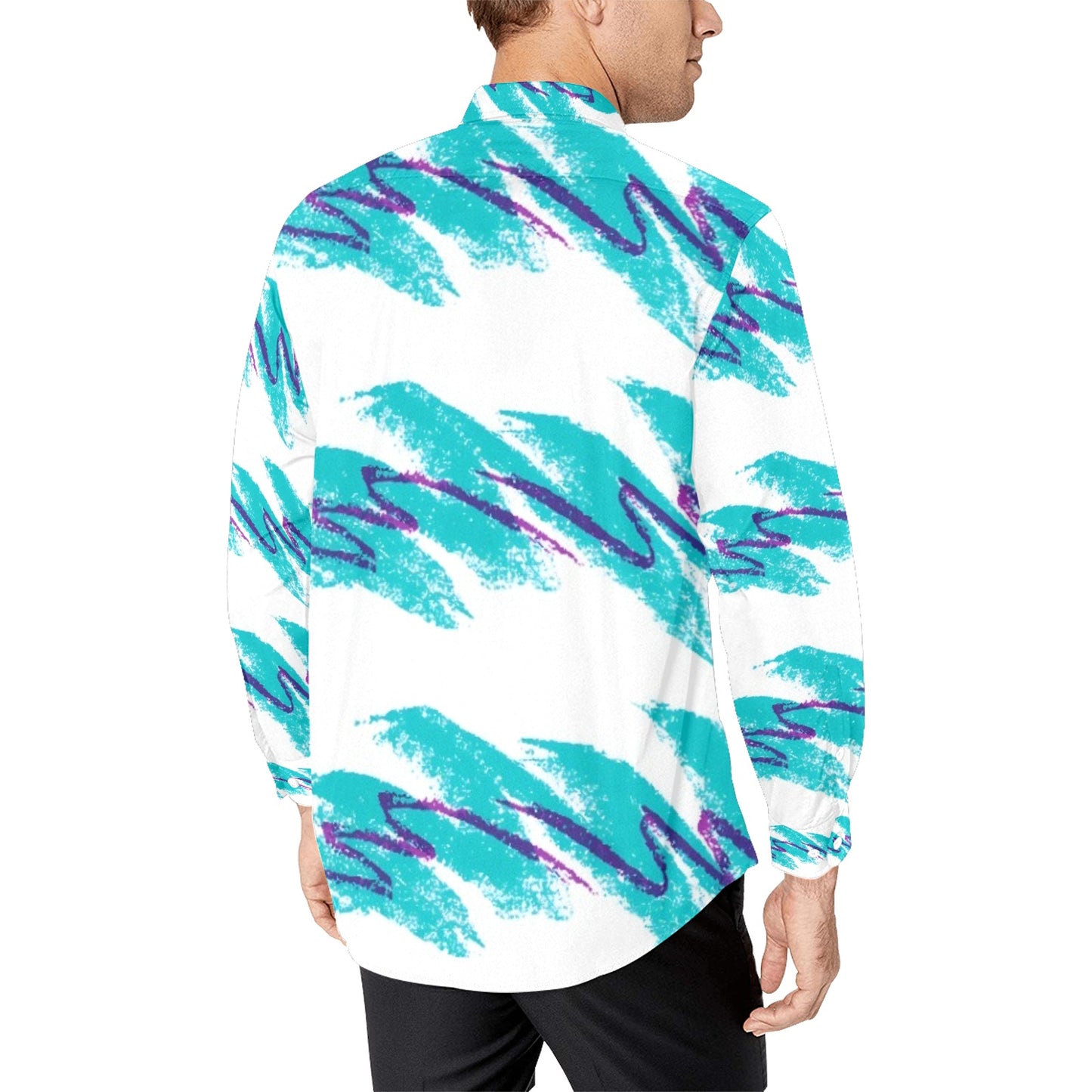 90s Jazz Solo Cup Pattern Cowboy Western Men's All Over Print Long Sleeve Shirt