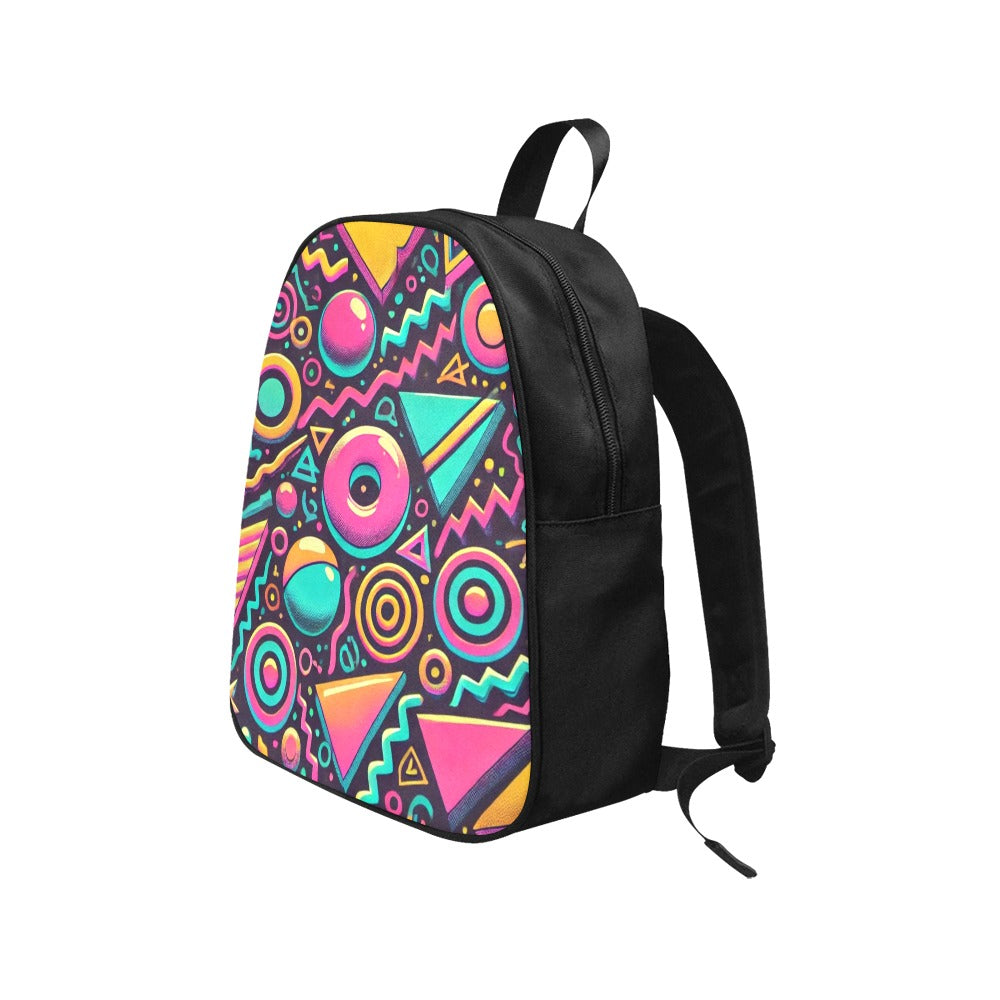 Neon Retro 90s Pattern Canvas Backpack