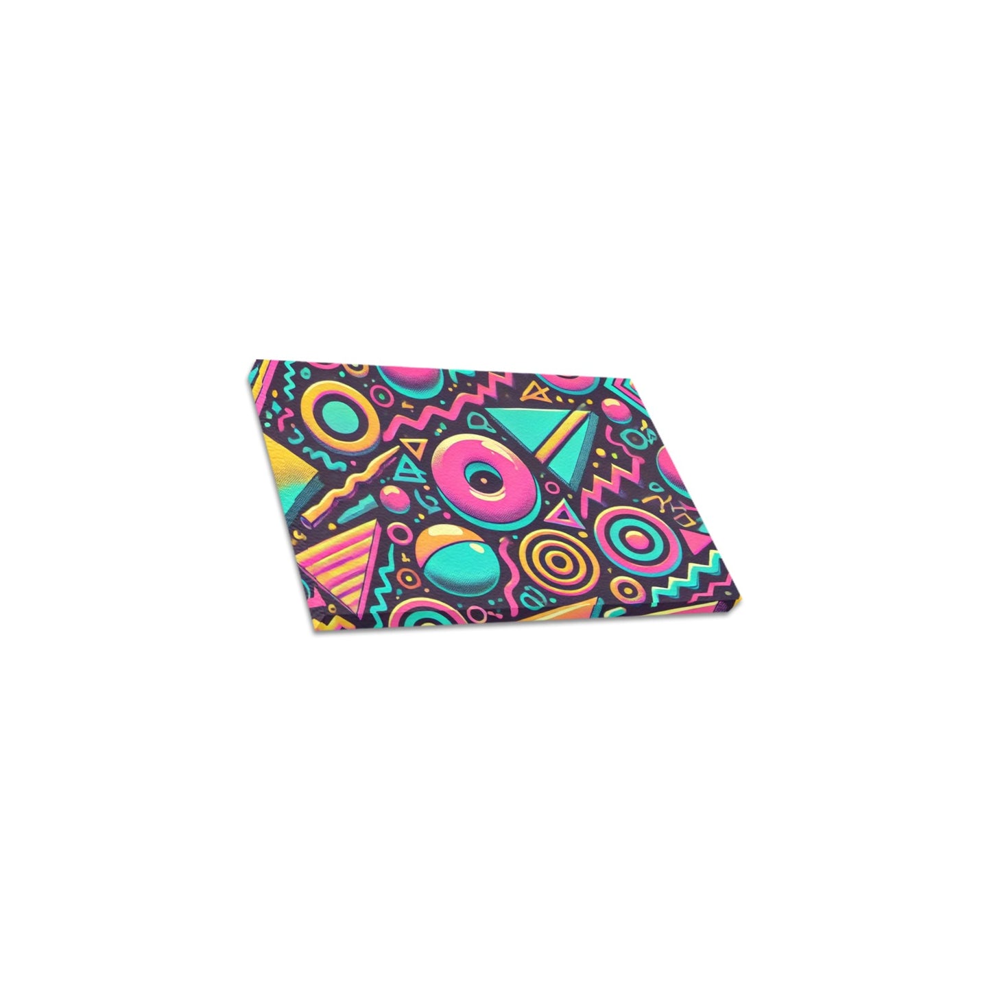 Neon Retro 90s Pattern Framed Canvas Print 12" x 8"