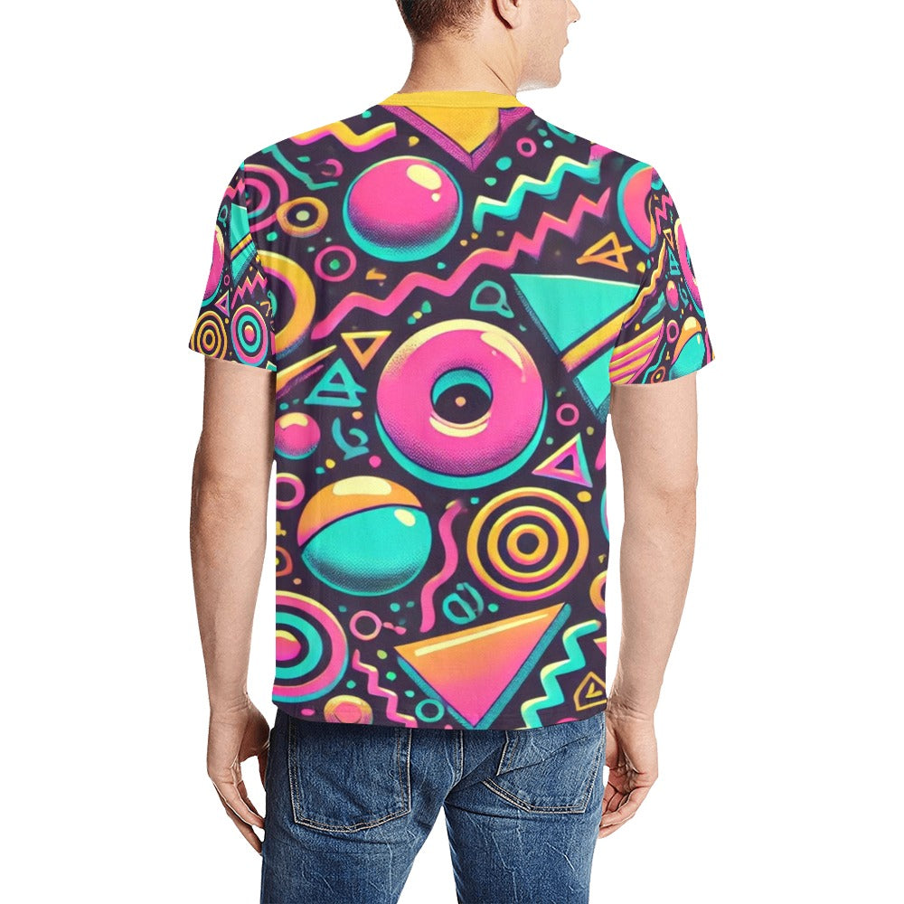 Neon Retro 90s Pattern Men's All Over Print T-shirt
