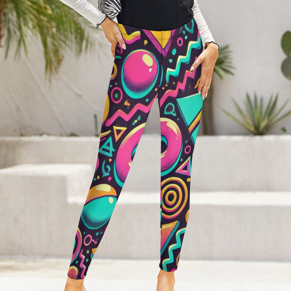 Neon 90s Aesthetic High Waist Leggings