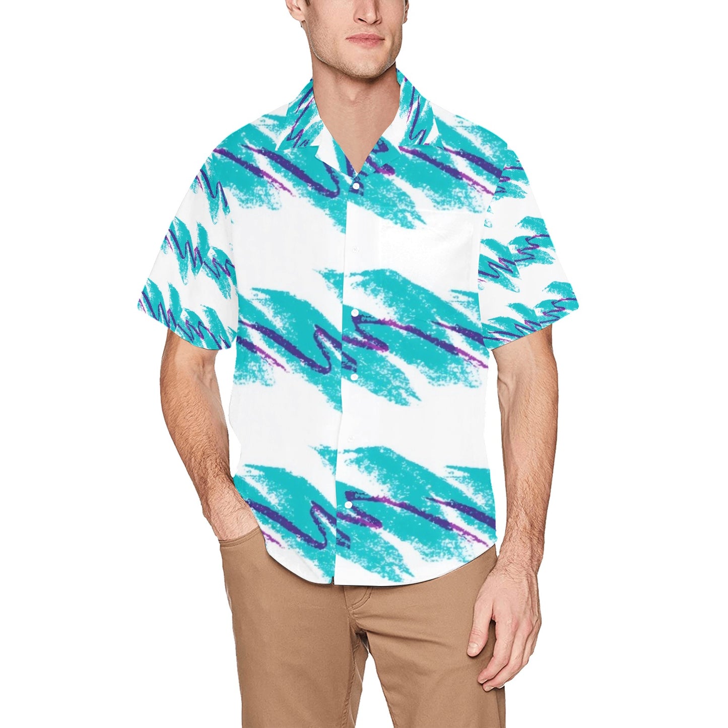 90s Jazz Solo Cup Pattern Hawaiian Men's All Over Print Hawaiian Shirt With Chest Pocket