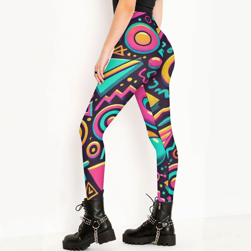 Neon 90s Aesthetic High Waist Leggings