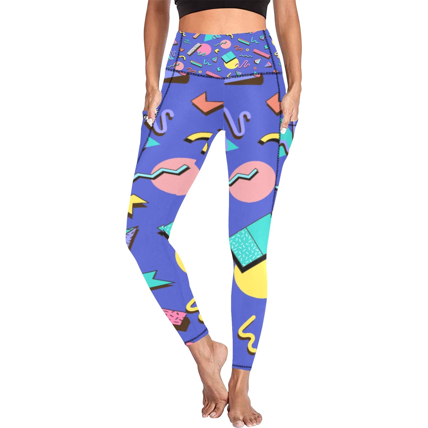 Nostalgic 90s Aesthetic Design All Over Print Leggings with Pockets