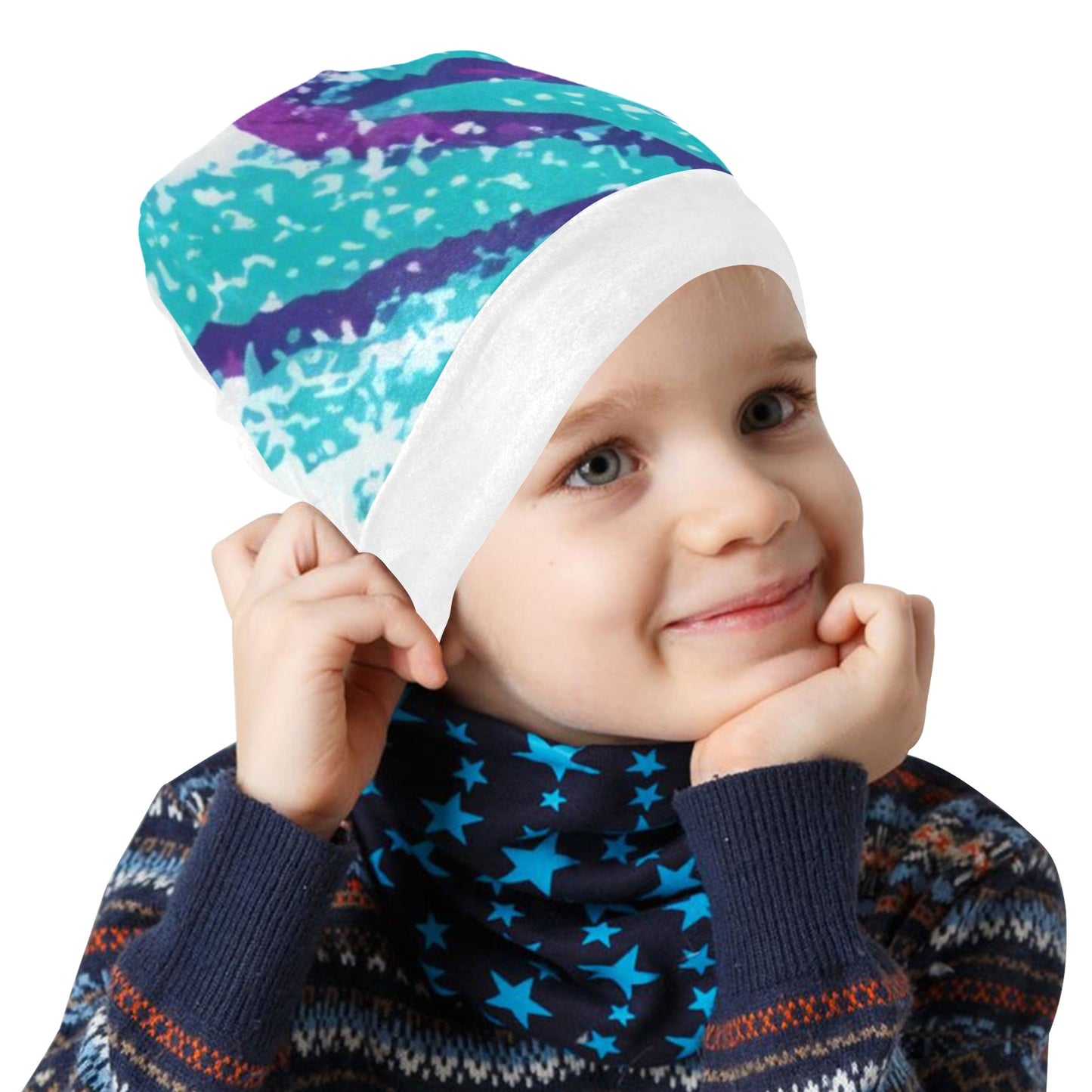 90s Jazz Solo Paper Cup Pattern All Over Print Beanie for Kids