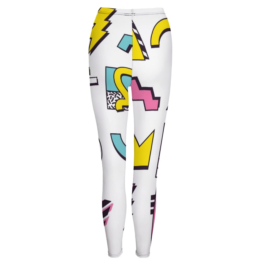 90s White Aesthetic Design Regular Leggings