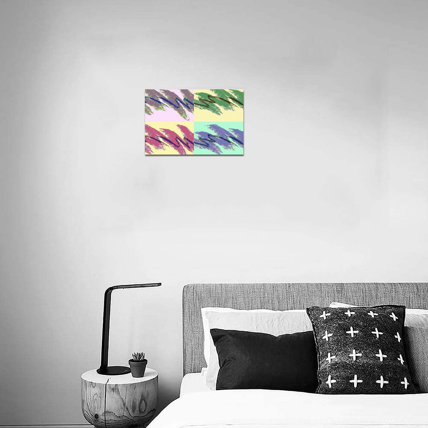 90s Jazz Solo Cup Pattern Andy Warhol Pop Art Framed Canvas Print 12" x 8"