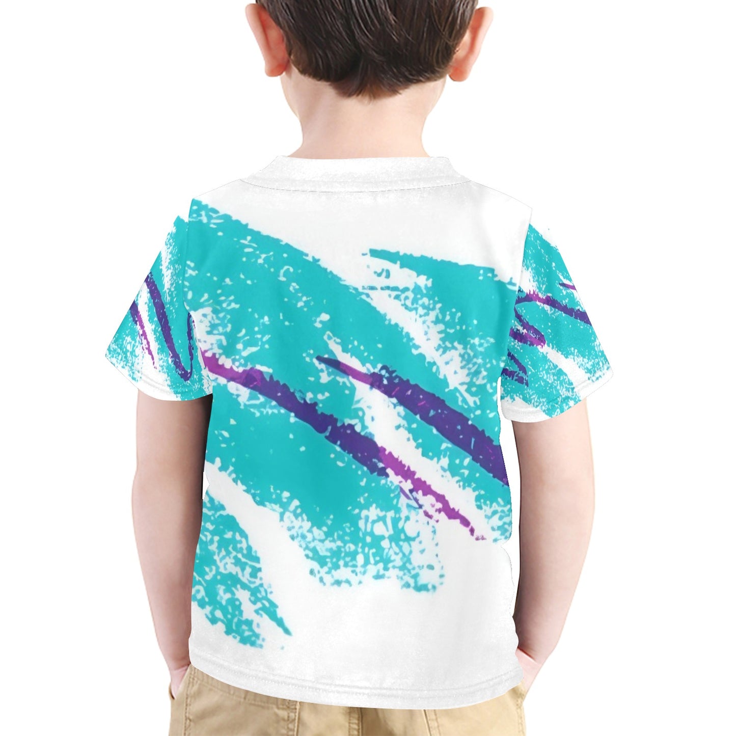 90s Jazz Solo Paper Cup Pattern Little Boys' All Over Print Crew Neck T-Shirt