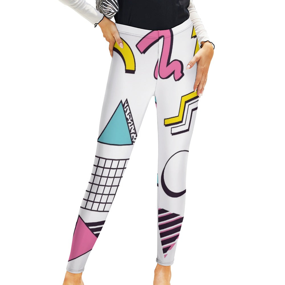 90s White Aesthetic Design Regular Leggings