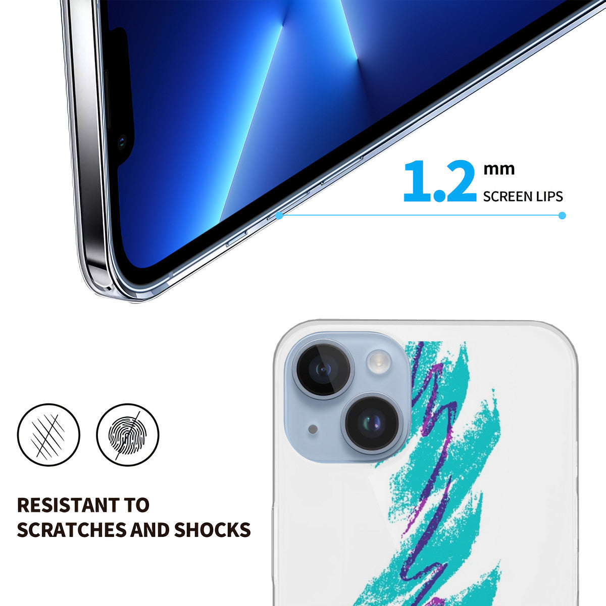 90s Jazz Solo Paper Cup Pattern HC_K7 iPhone 14 Transparent Acrylic Case (2 cameras)