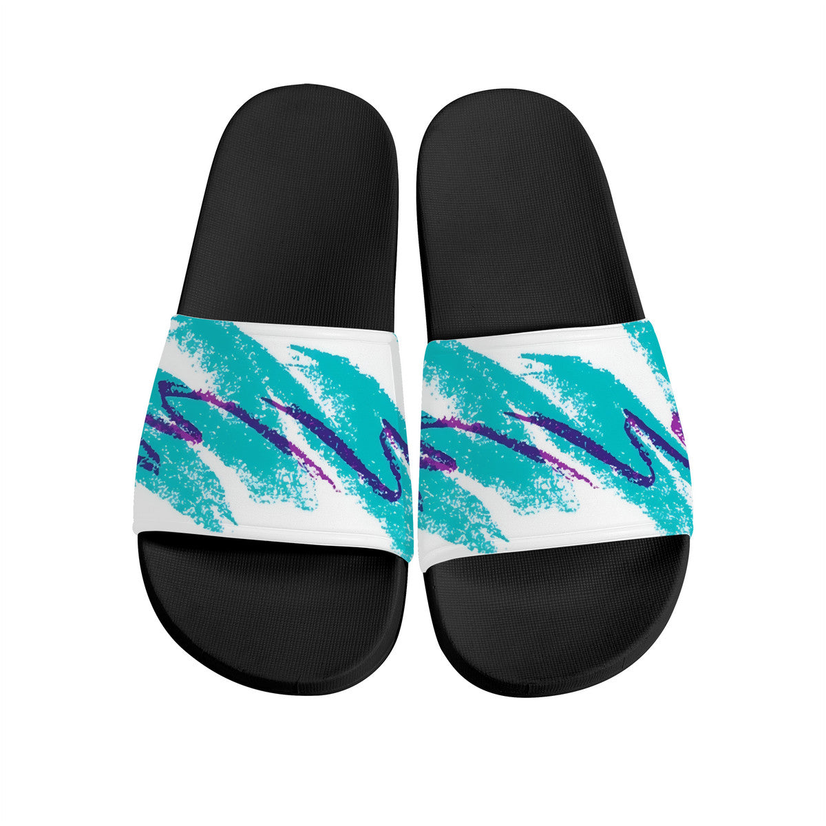 90s Jazz Solo Cup Pattern Slide Sandals - Black