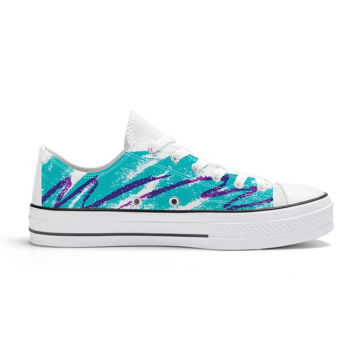 90s Jazz Solo Pattern Unisex Classic Low Top Canvas Shoes - White