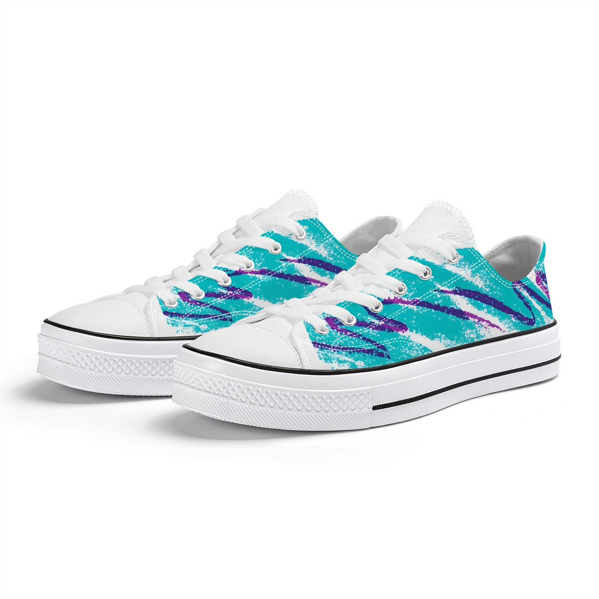 90s Jazz Solo Pattern Unisex Classic Low Top Canvas Shoes - White
