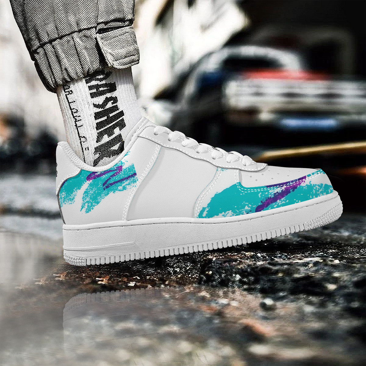 90s Jazz Solo Paper Cup Pattern Low Top Unisex Sneaker