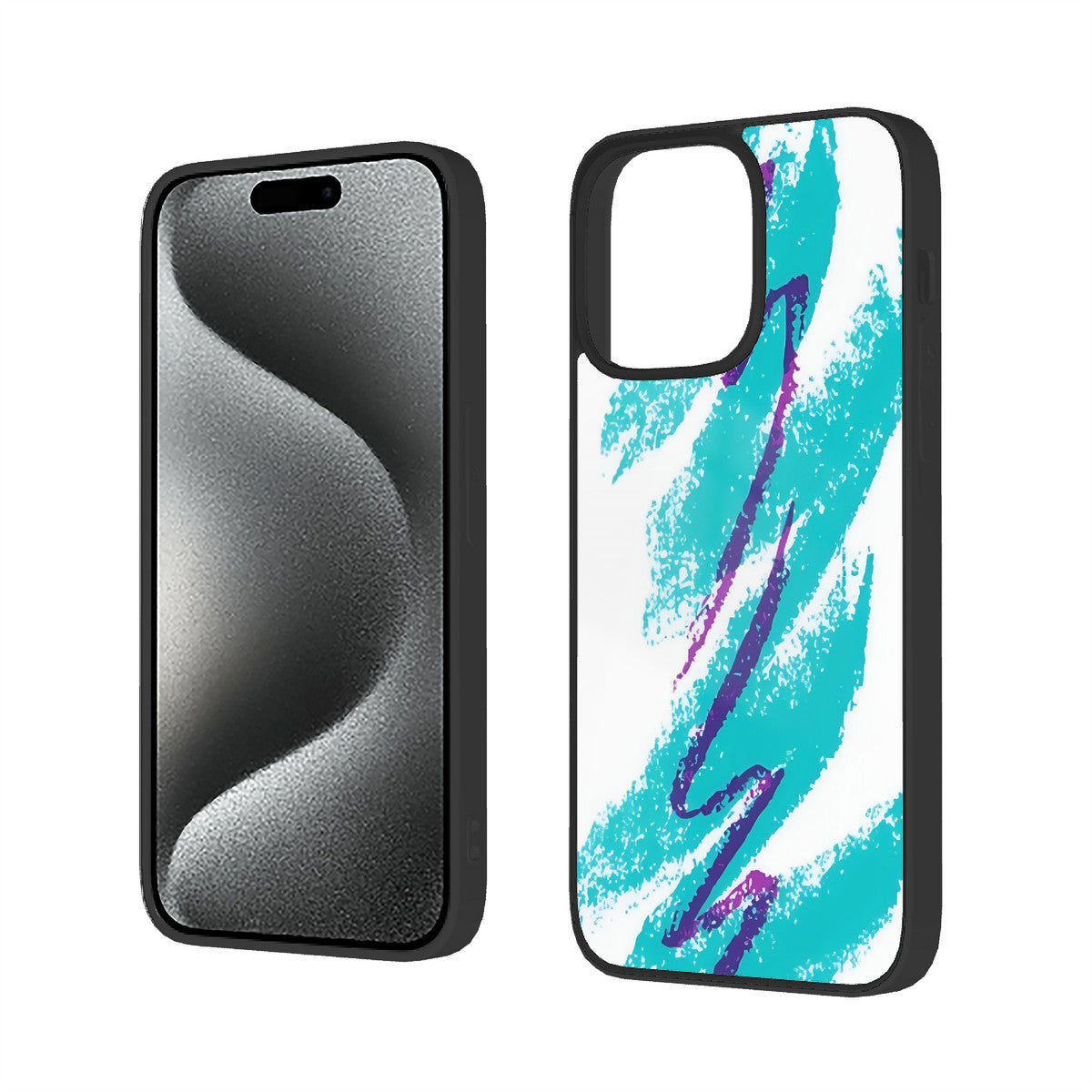 90s Jazz Solo Paper Cup Pattern iPhone 15 Soft Glass Case(3 Cameras)