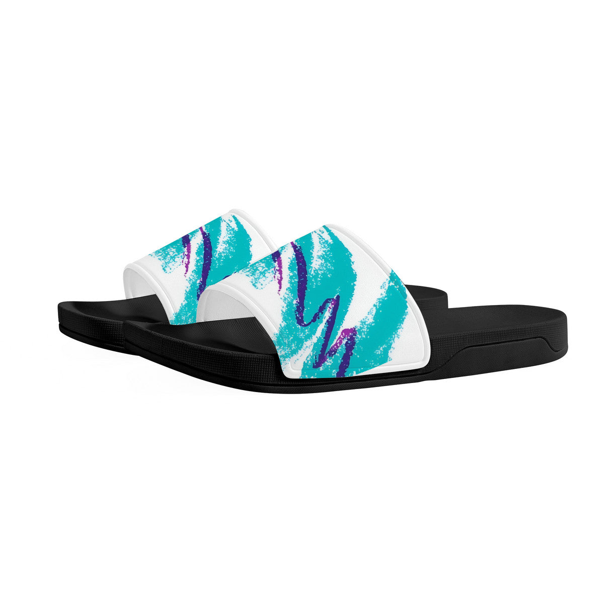 90s Jazz Solo Cup Pattern Slide Sandals - Black