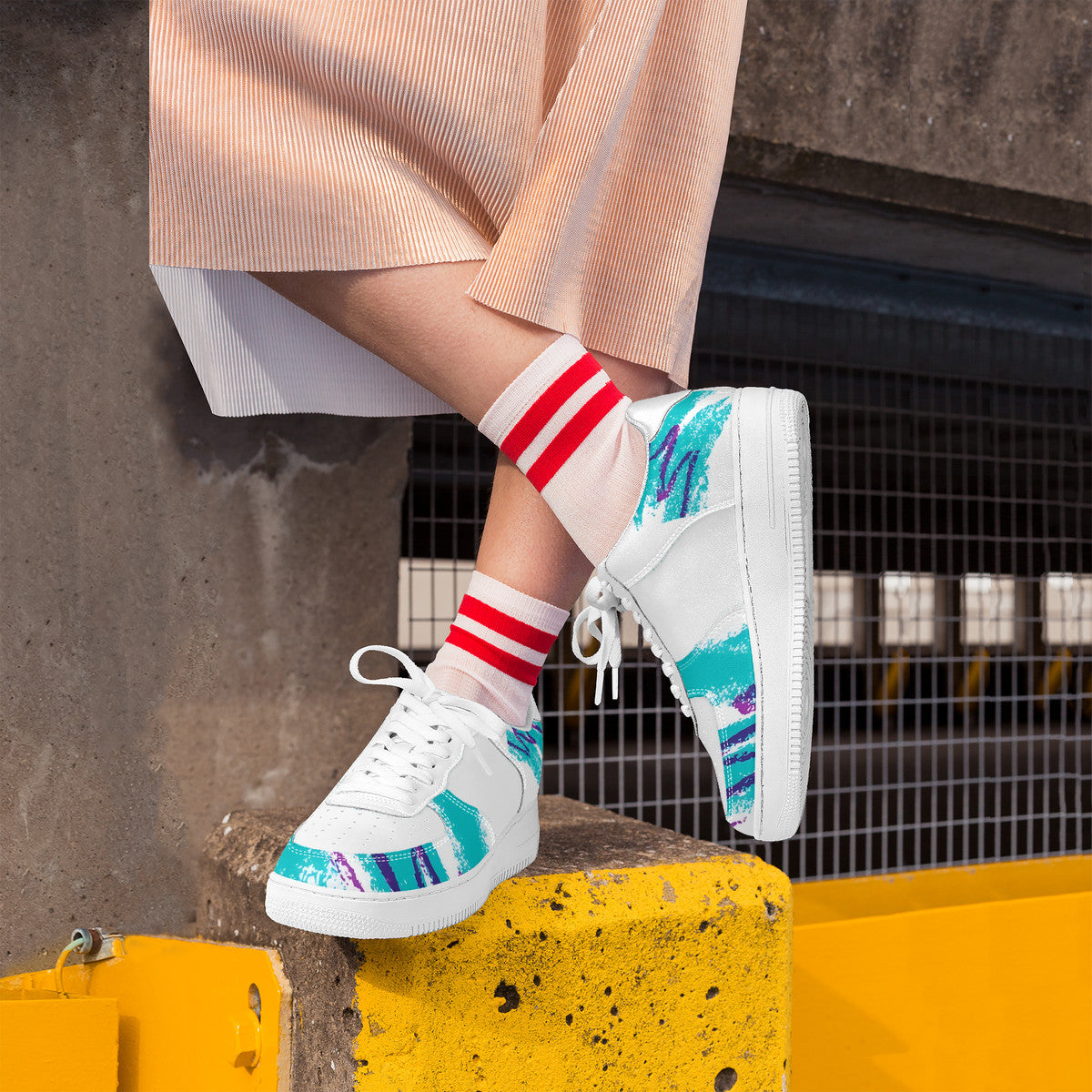 90s Jazz Solo Paper Cup Pattern Low Top Unisex Sneaker