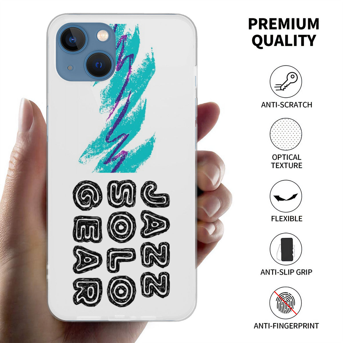 90s Jazz Solo Paper Cup Pattern HC_K11 iPhone 13 Transparent Case (2 cameras)
