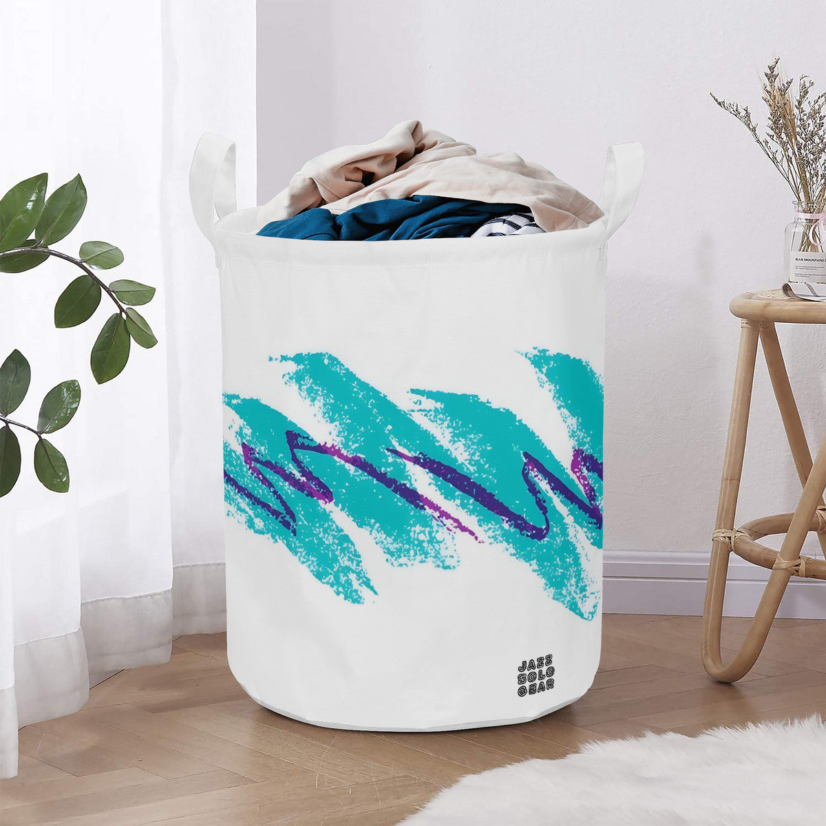 90s Jazz Solo Cup Pattern Round Laundry Basket