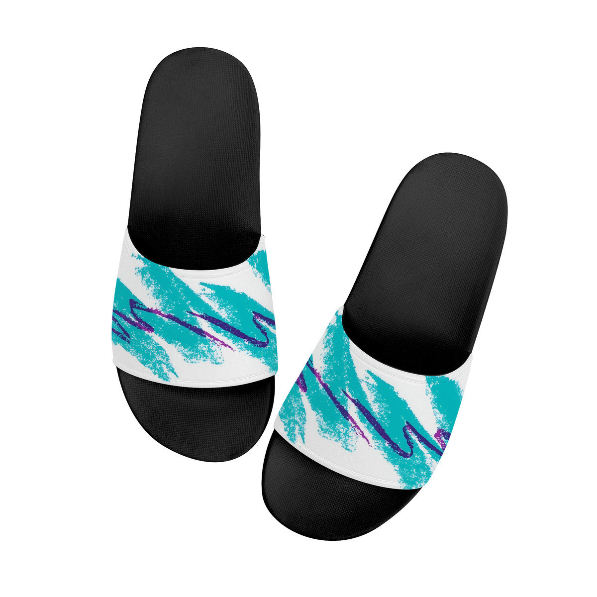 90s Jazz Solo Cup Pattern Slide Sandals - Black