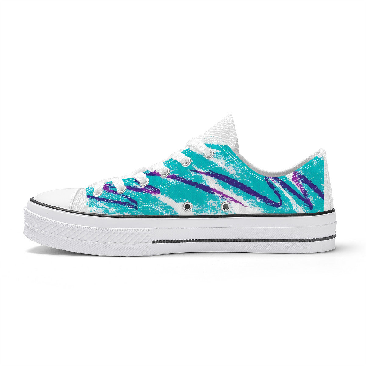 90s Jazz Solo Pattern Unisex Classic Low Top Canvas Shoes - White
