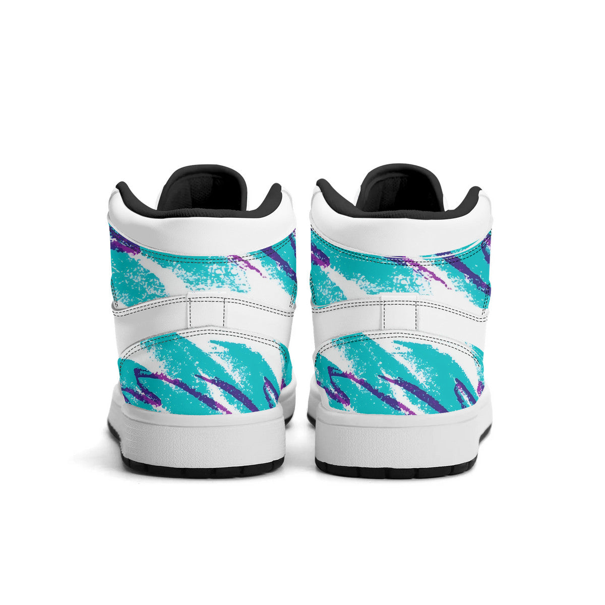 90s Jazz Solo Paper Cup Pattern Synthetic Leather High Top Sneakers w/Logo