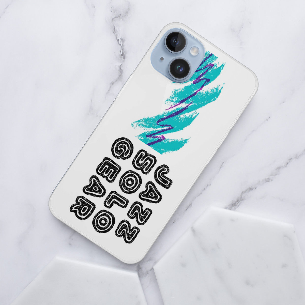 90s Jazz Solo Paper Cup Pattern HC_K7 iPhone 14 Transparent Acrylic Case (2 cameras)