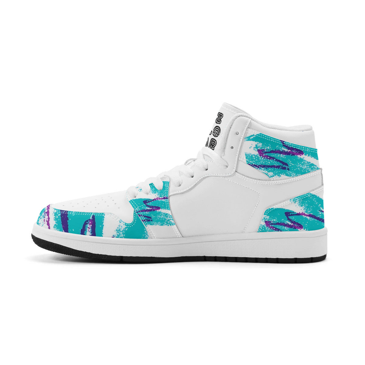 90s Jazz Solo Paper Cup Pattern Synthetic Leather High Top Sneakers w/Logo