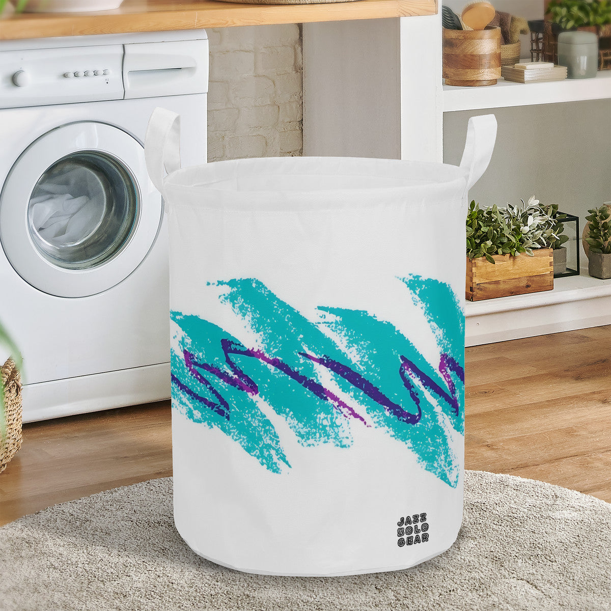 90s Jazz Solo Cup Pattern Round Laundry Basket