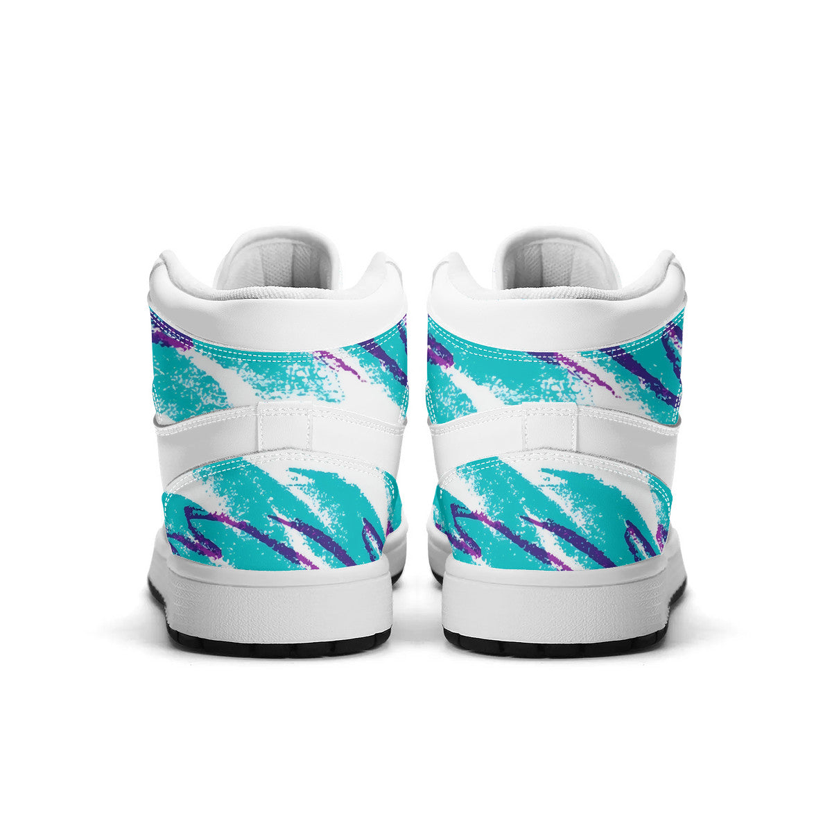 90s Jazz Solo Paper Cup Pattern Synthetic Leather High Top Sneakers w/Logo