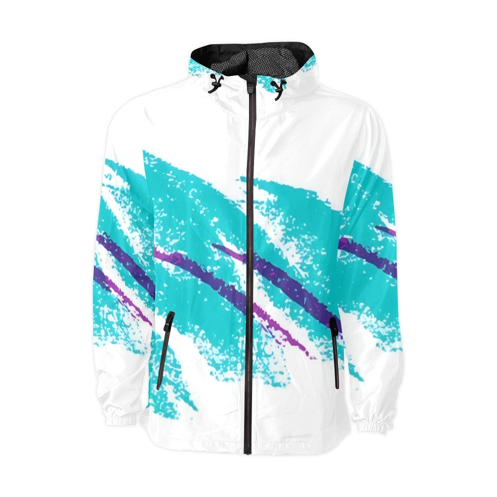 90s Jazz Solo Pattern Unisex Hooded Windbreaker