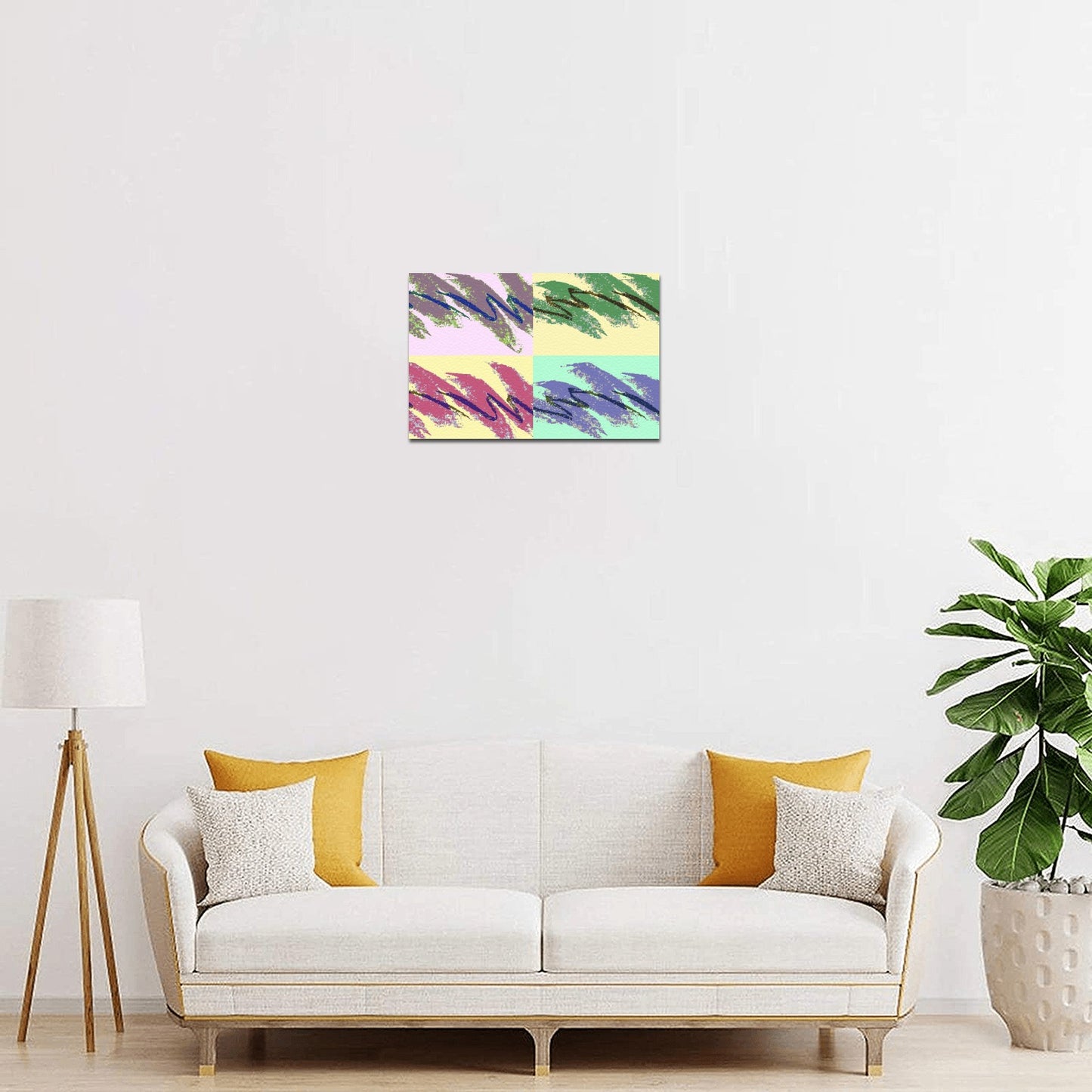 90s Jazz Solo Cup Pattern Andy Warhol Pop Art Framed Canvas Print 12" x 8"