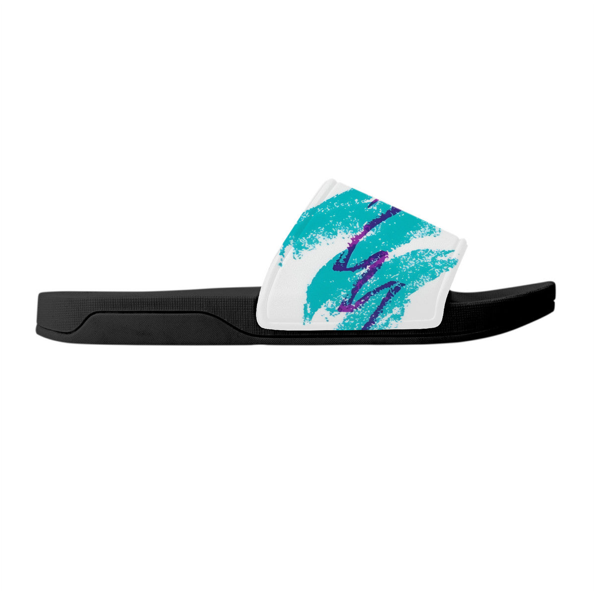 90s Jazz Solo Cup Pattern Slide Sandals - Black
