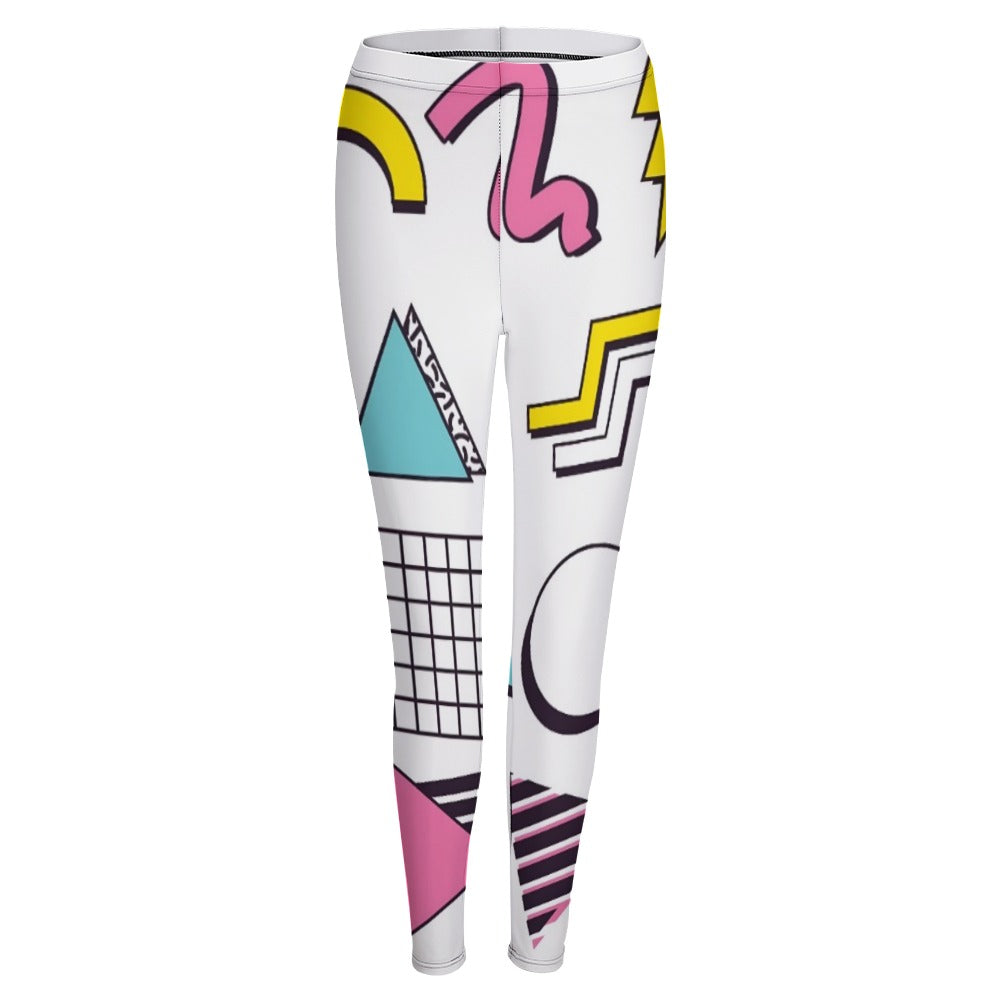 90s White Aesthetic Design Regular Leggings