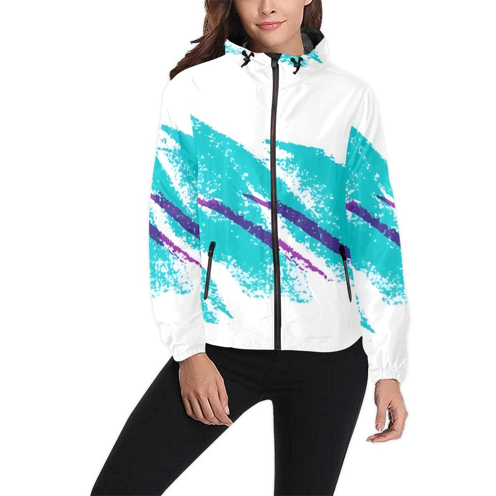 90s Jazz Solo Pattern Unisex Hooded Windbreaker