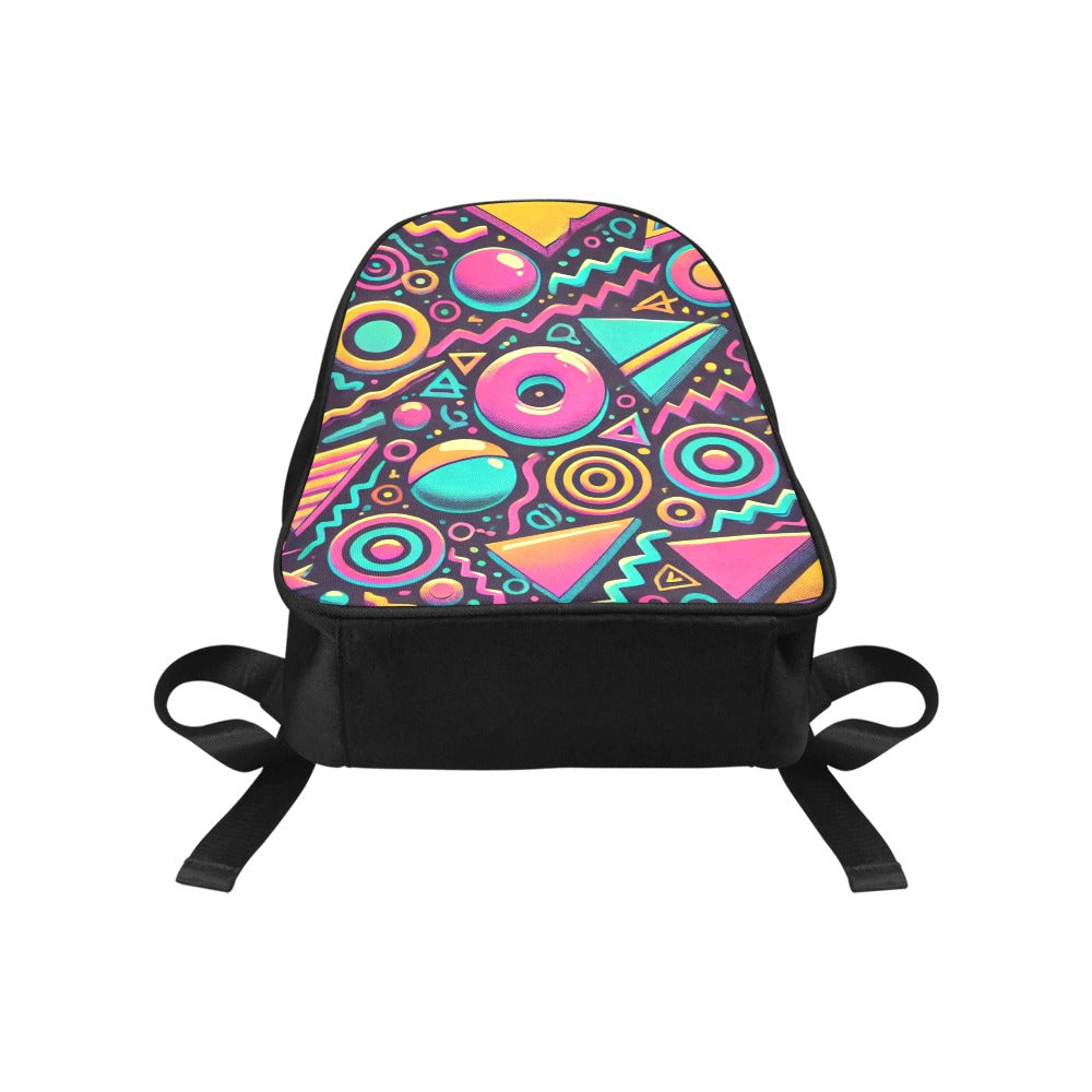 Neon Retro 90s Pattern Canvas Backpack
