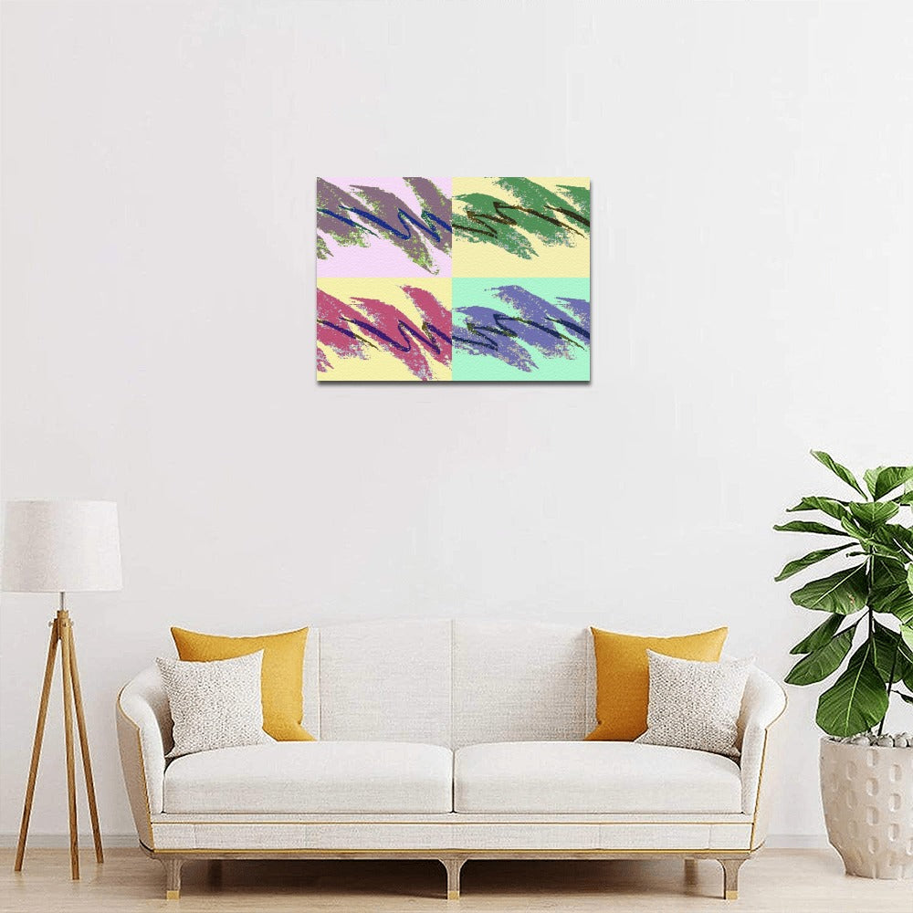 90s Jazz Solo Cup Pattern Andy Warhol Pop Art Framed Canvas Print 16x12 inch