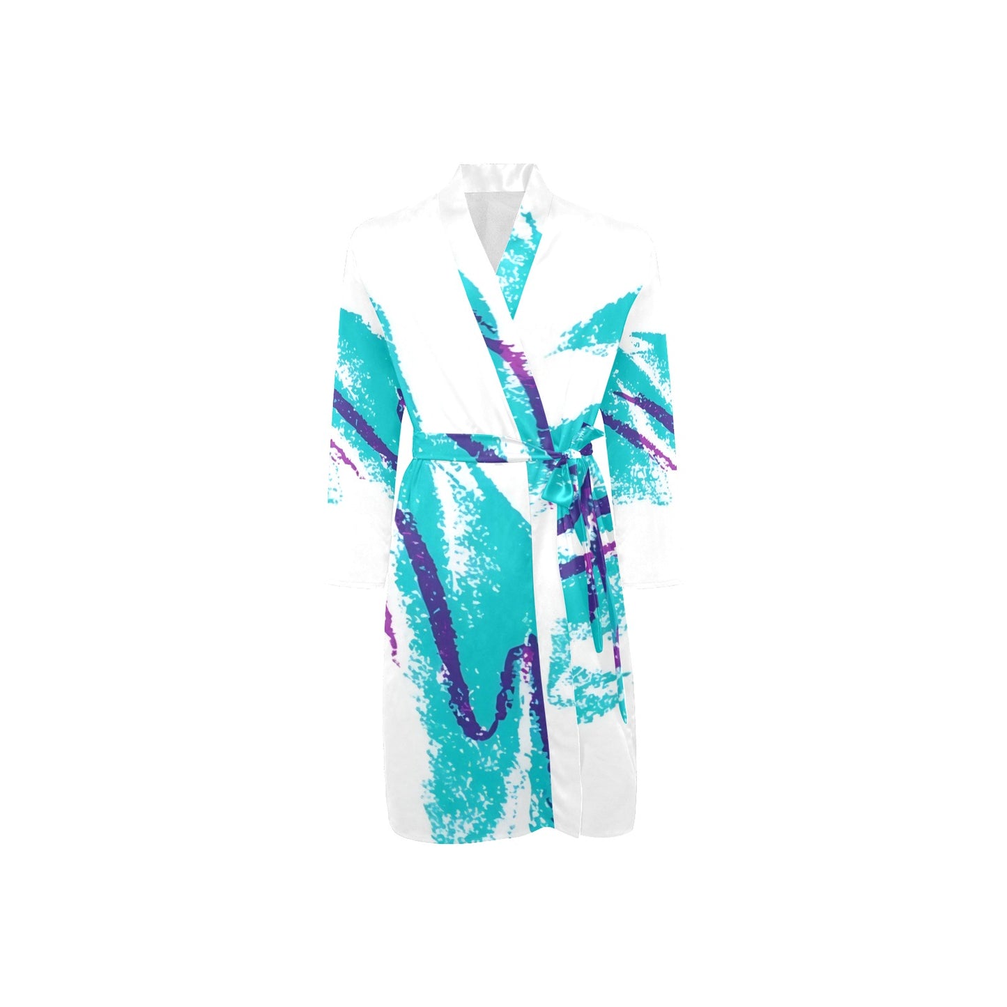 90s Jazz Solo Paper Cup Pattern Men's Long Sleeve Belted Night Robe