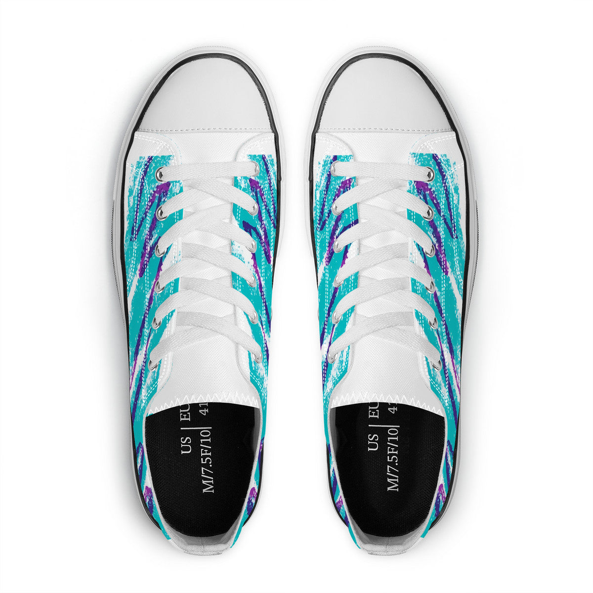 90s Jazz Solo Pattern Unisex Classic Low Top Canvas Shoes - White