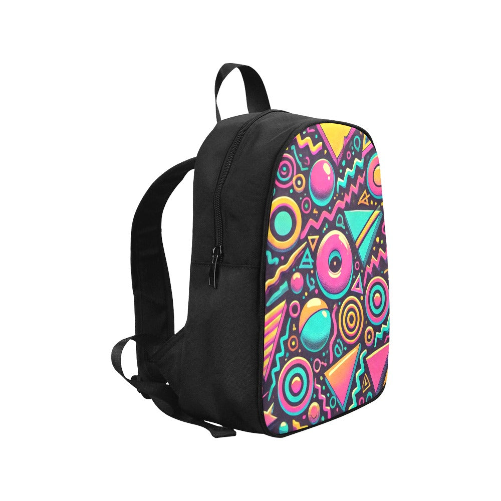 Neon Retro 90s Pattern Canvas Backpack