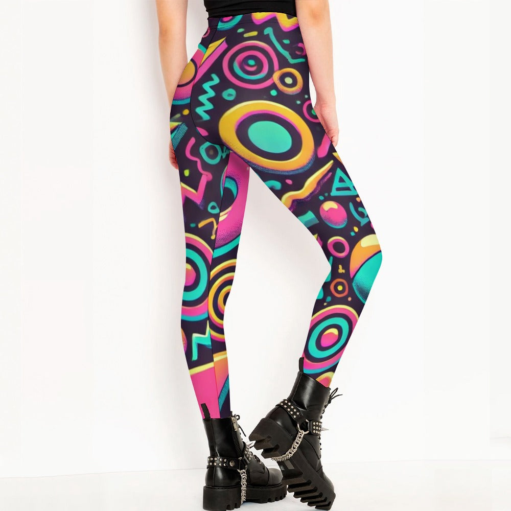 Neon 90s Aesthetic High Waist Leggings