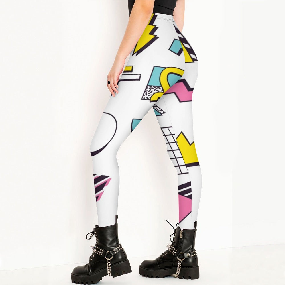 90s White Aesthetic Design Regular Leggings