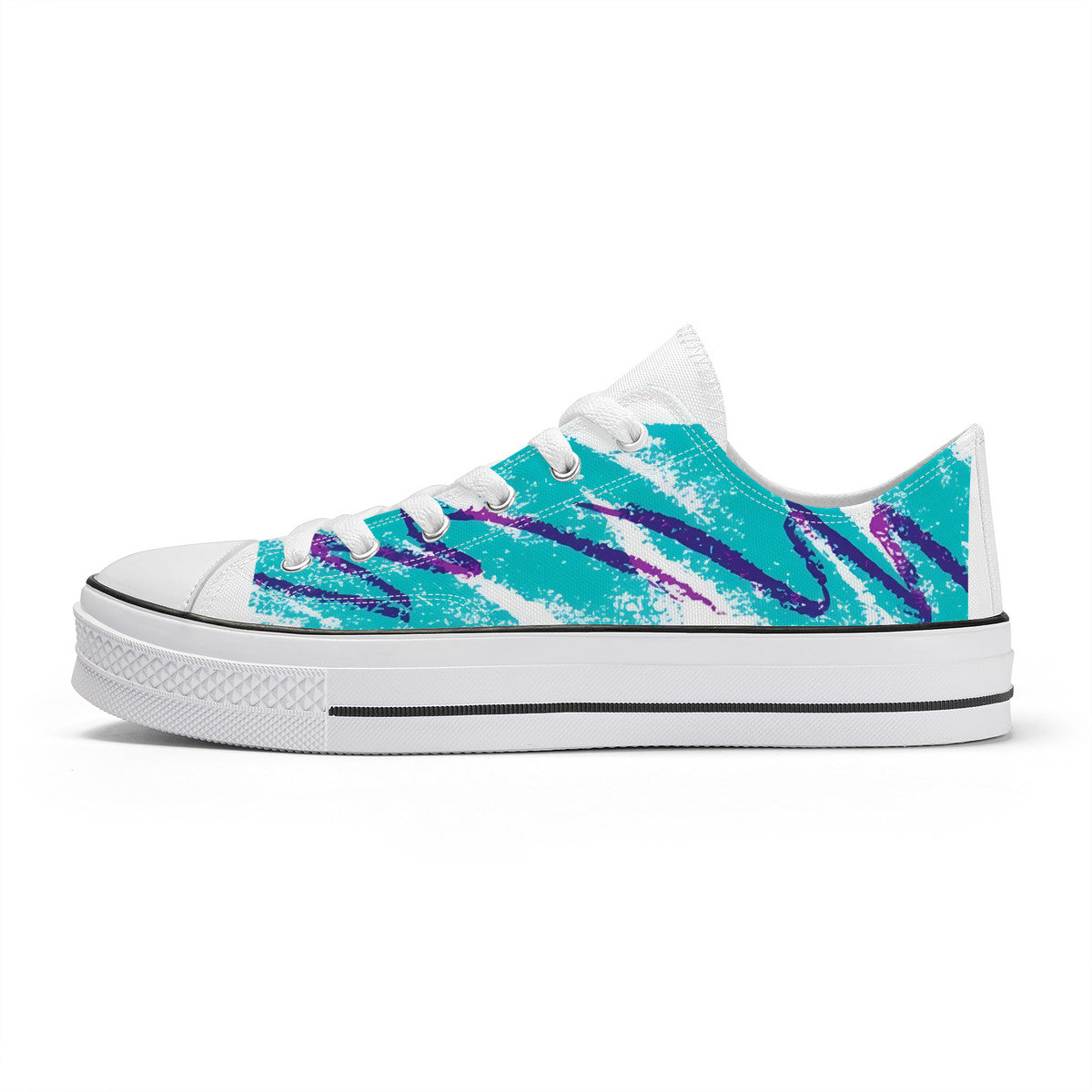 90s Jazz Solo Pattern Unisex Classic Low Top Canvas Shoes - White