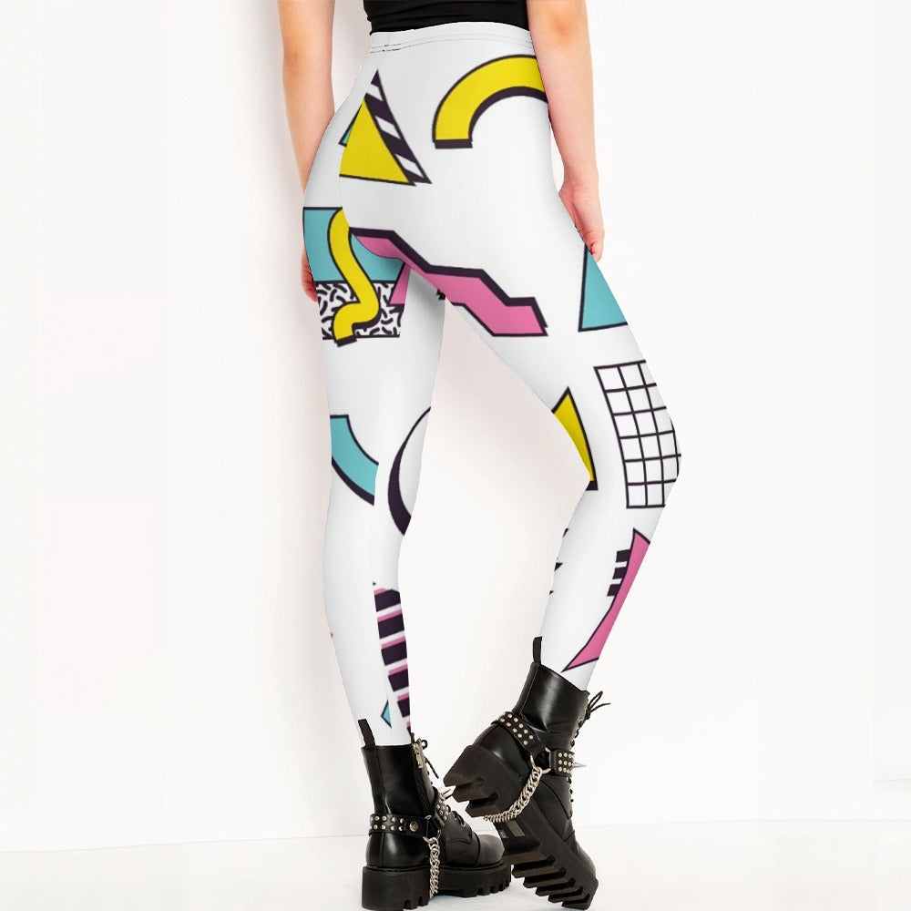 90s White Aesthetic Design Regular Leggings