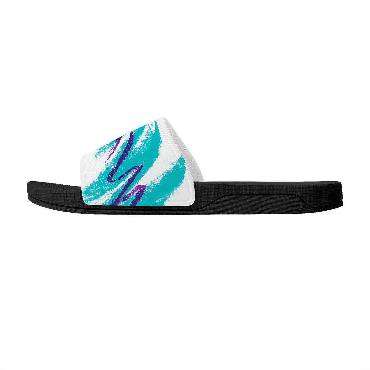90s Jazz Solo Cup Pattern Slide Sandals - Black