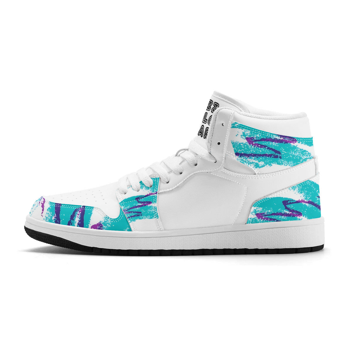 90s Jazz Solo Paper Cup Pattern Synthetic Leather High Top Sneakers w/Logo
