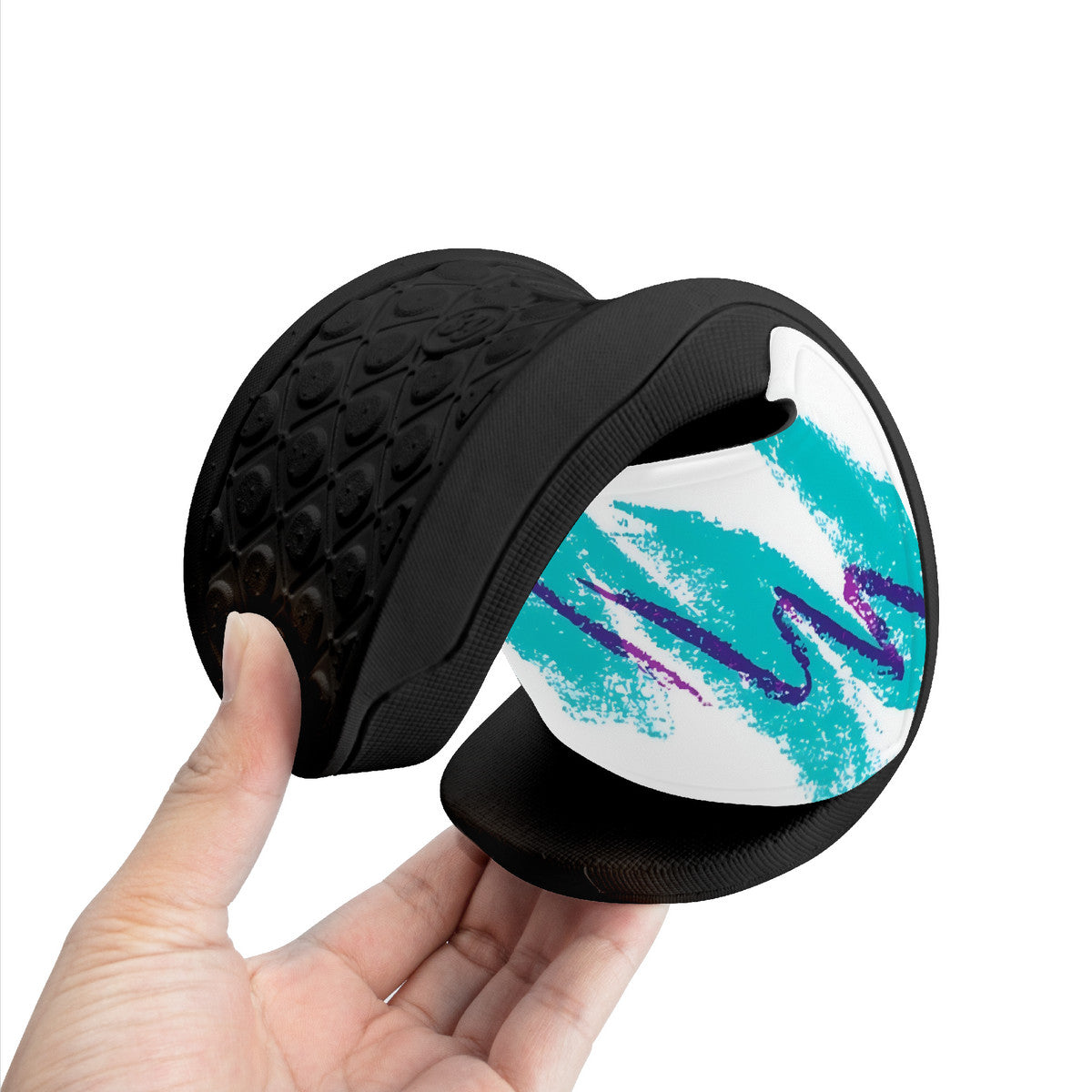 90s Jazz Solo Cup Pattern Slide Sandals - Black