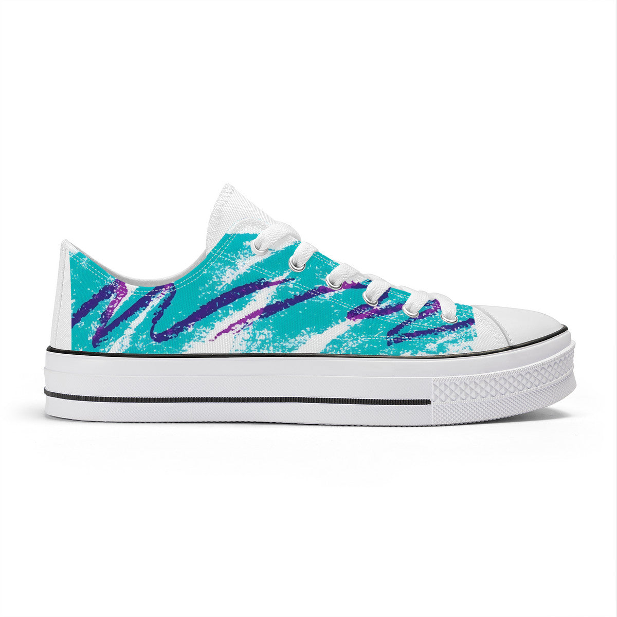 90s Jazz Solo Pattern Unisex Classic Low Top Canvas Shoes - White